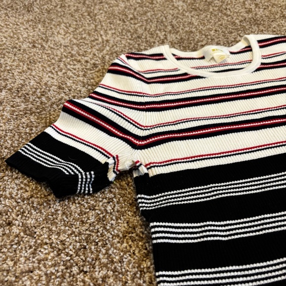 Maeve by Anthropologie || Ribbed Striped Knit Sweater Tee Size L - Picture 2 of 10